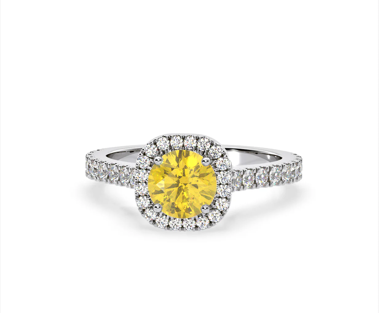 Elizabeth Yellow Lab Diamond 1.70ct Halo Ring in 18K White Gold - Elara Collection - Image 9