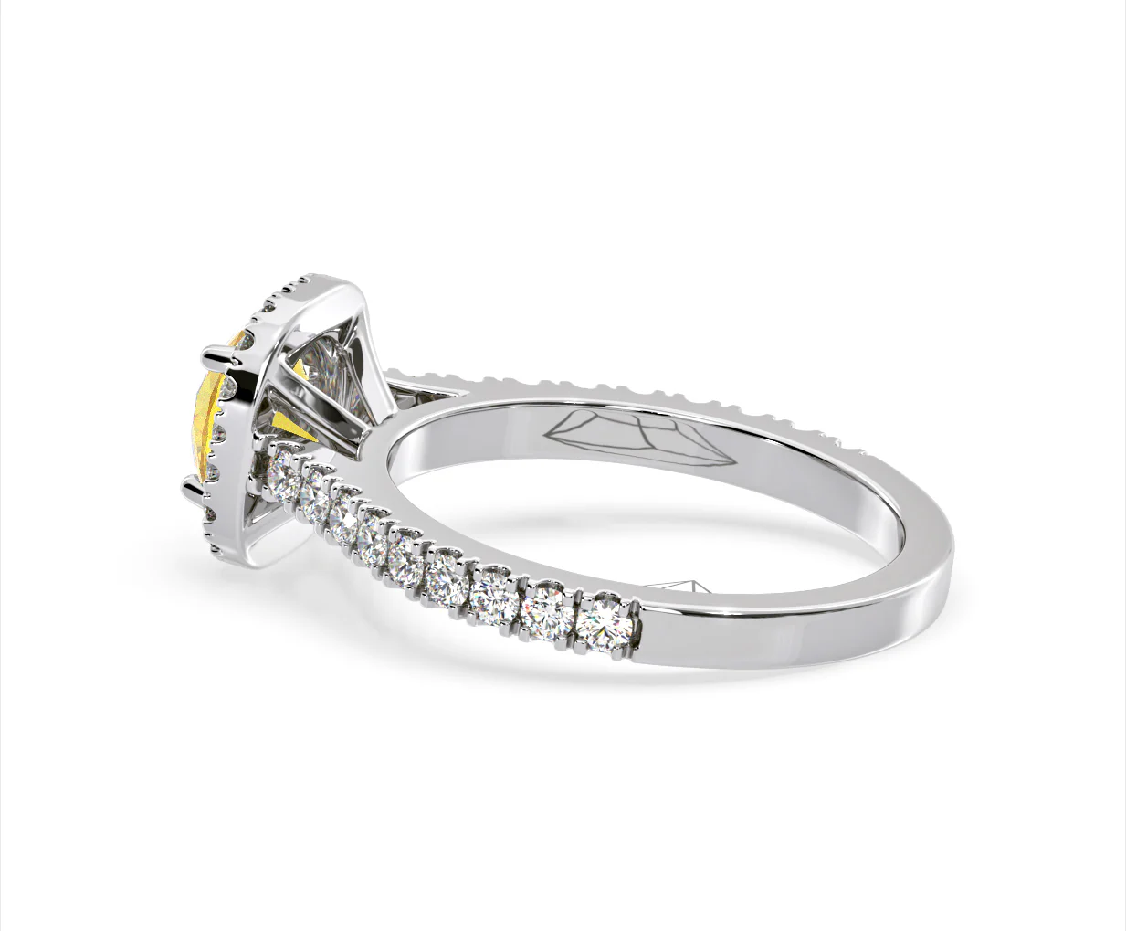 Elizabeth Yellow Lab Diamond 1.70ct Halo Ring in Platinum - Elara Collection - Image 32