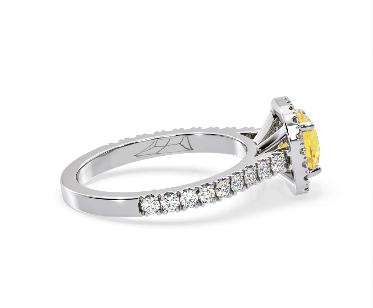 Elizabeth Yellow Lab Diamond 1.70ct Halo Ring in Platinum - Elara Collection - Image 64