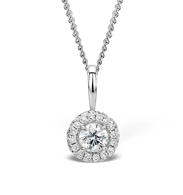 Ella 0.30ct Halo Lab Diamond and 9K White Gold Pendant