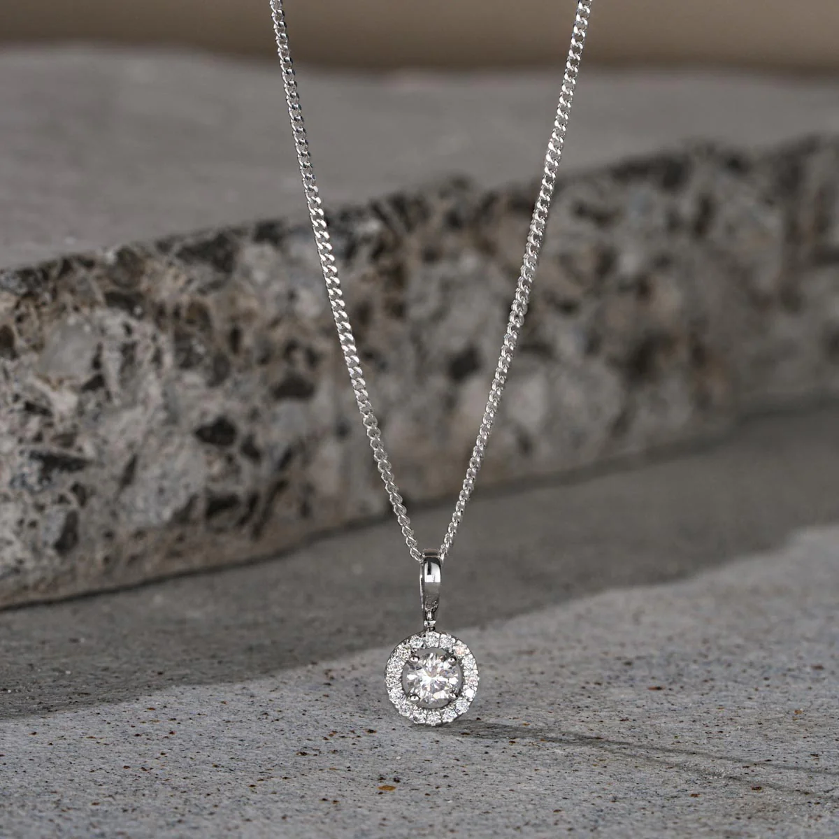 Ella 0.30ct Halo Lab Diamond and 9K White Gold Pendant - Image 2