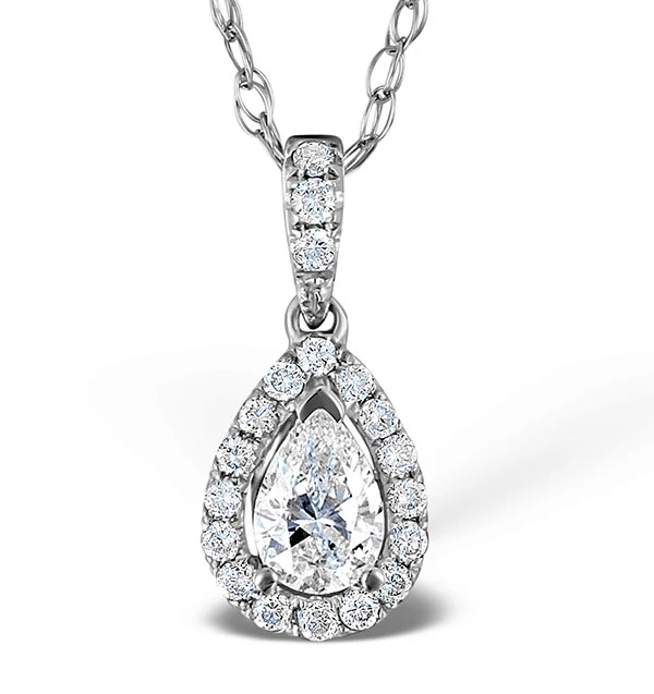 Ella 18K White Gold Diamond Pear Shape Pendant 0.70ct H/SI