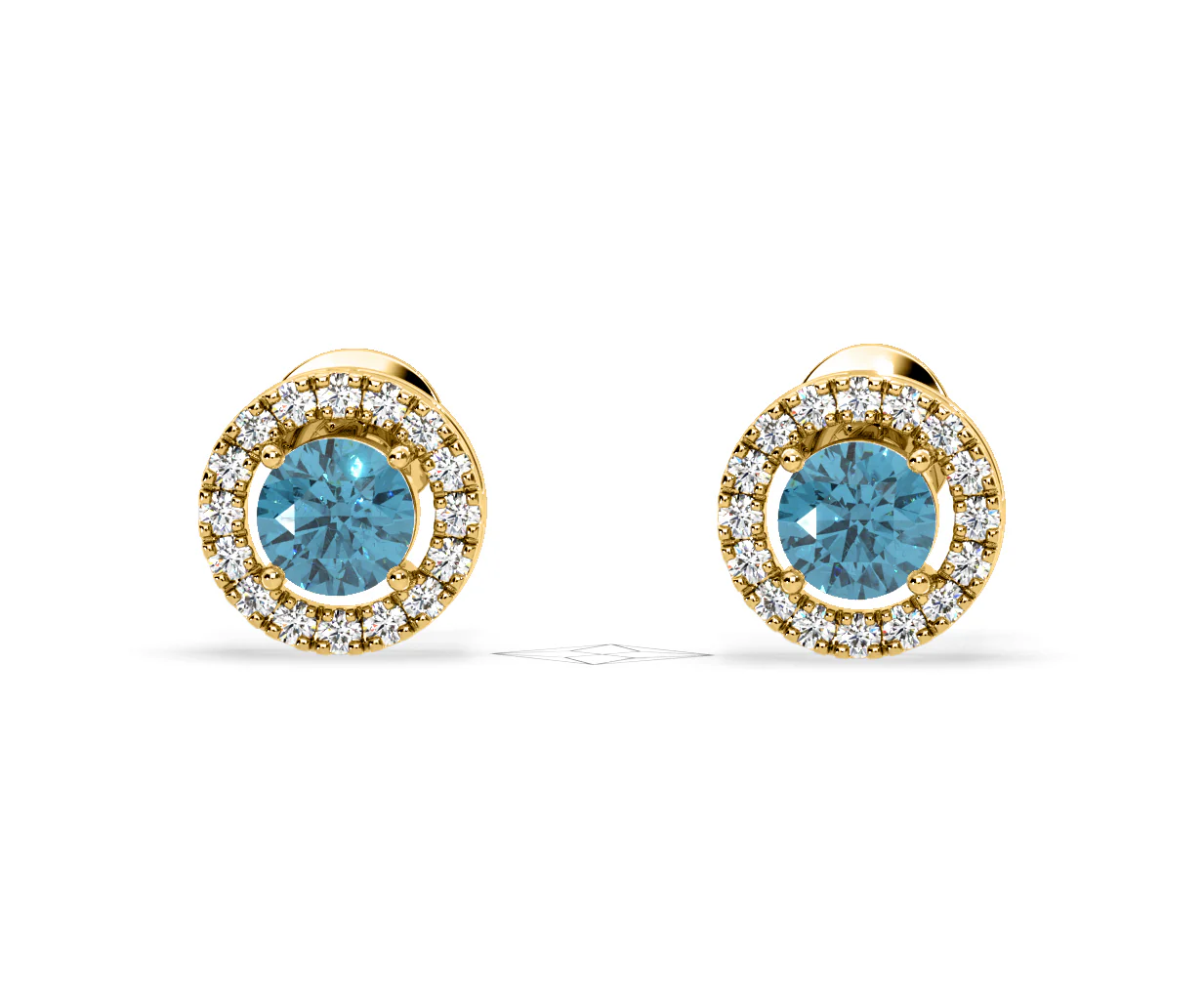 Ella Blue Lab Diamond 1.34ct Halo Earrings in 18K Yellow Gold - Elara Collection - Image 10