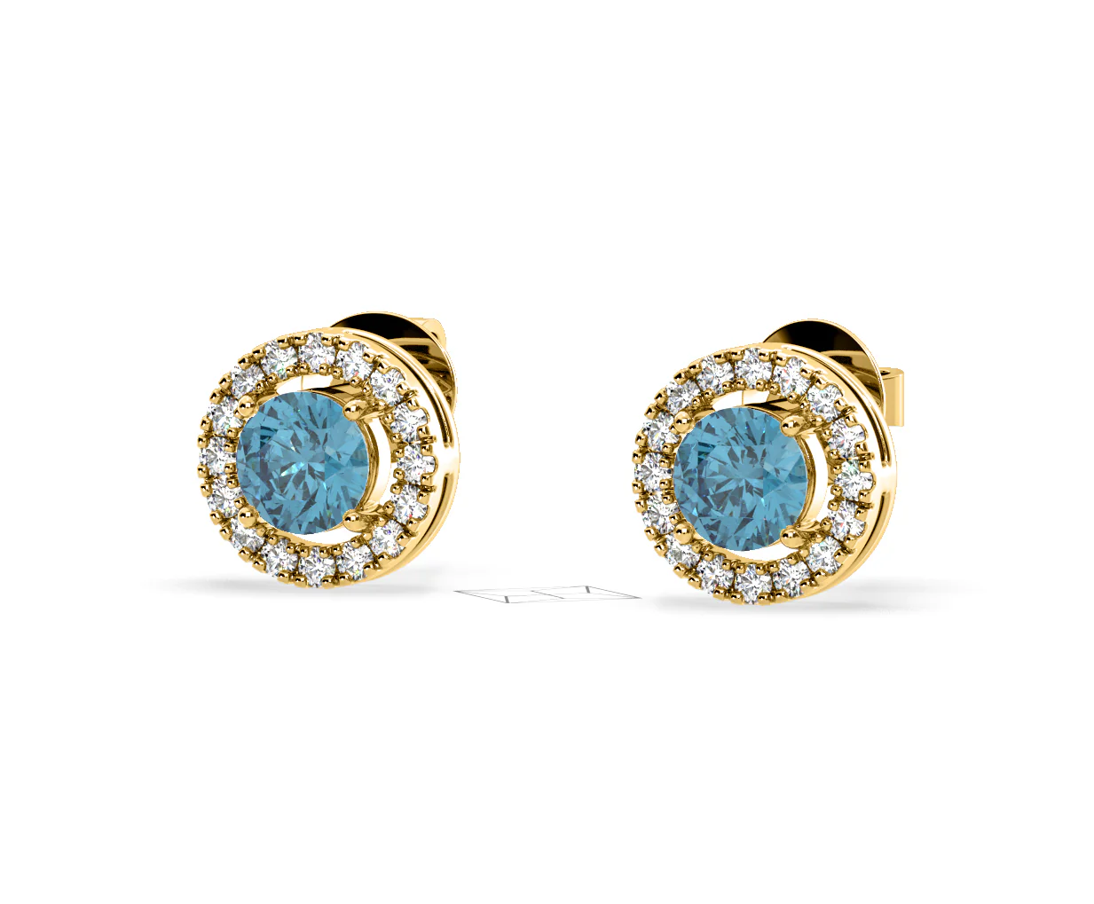 Ella Blue Lab Diamond 1.34ct Halo Earrings in 18K Yellow Gold - Elara Collection - Image 14