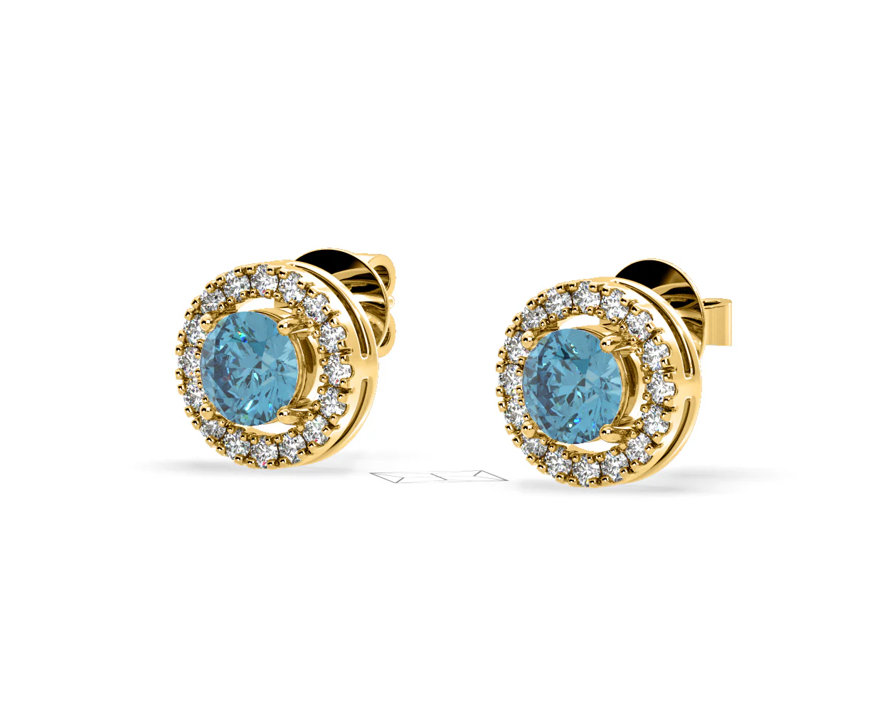 Ella Blue Lab Diamond 1.34ct Halo Earrings in 18K Yellow Gold - Elara Collection - Image 16