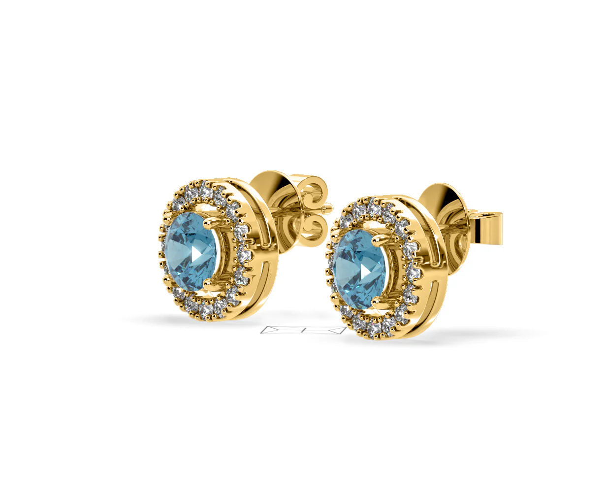 Ella Blue Lab Diamond 1.34ct Halo Earrings in 18K Yellow Gold - Elara Collection - Image 20