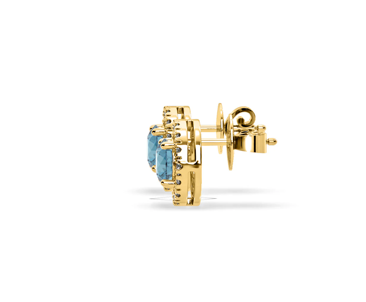 Ella Blue Lab Diamond 1.34ct Halo Earrings in 18K Yellow Gold - Elara Collection - Image 28