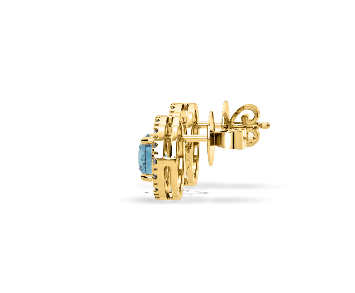 Ella Blue Lab Diamond 1.34ct Halo Earrings in 18K Yellow Gold - Elara Collection - Image 30