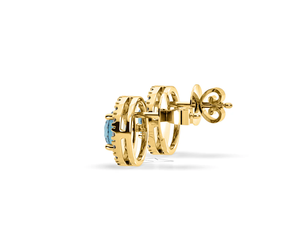 Ella Blue Lab Diamond 1.34ct Halo Earrings in 18K Yellow Gold - Elara Collection - Image 32