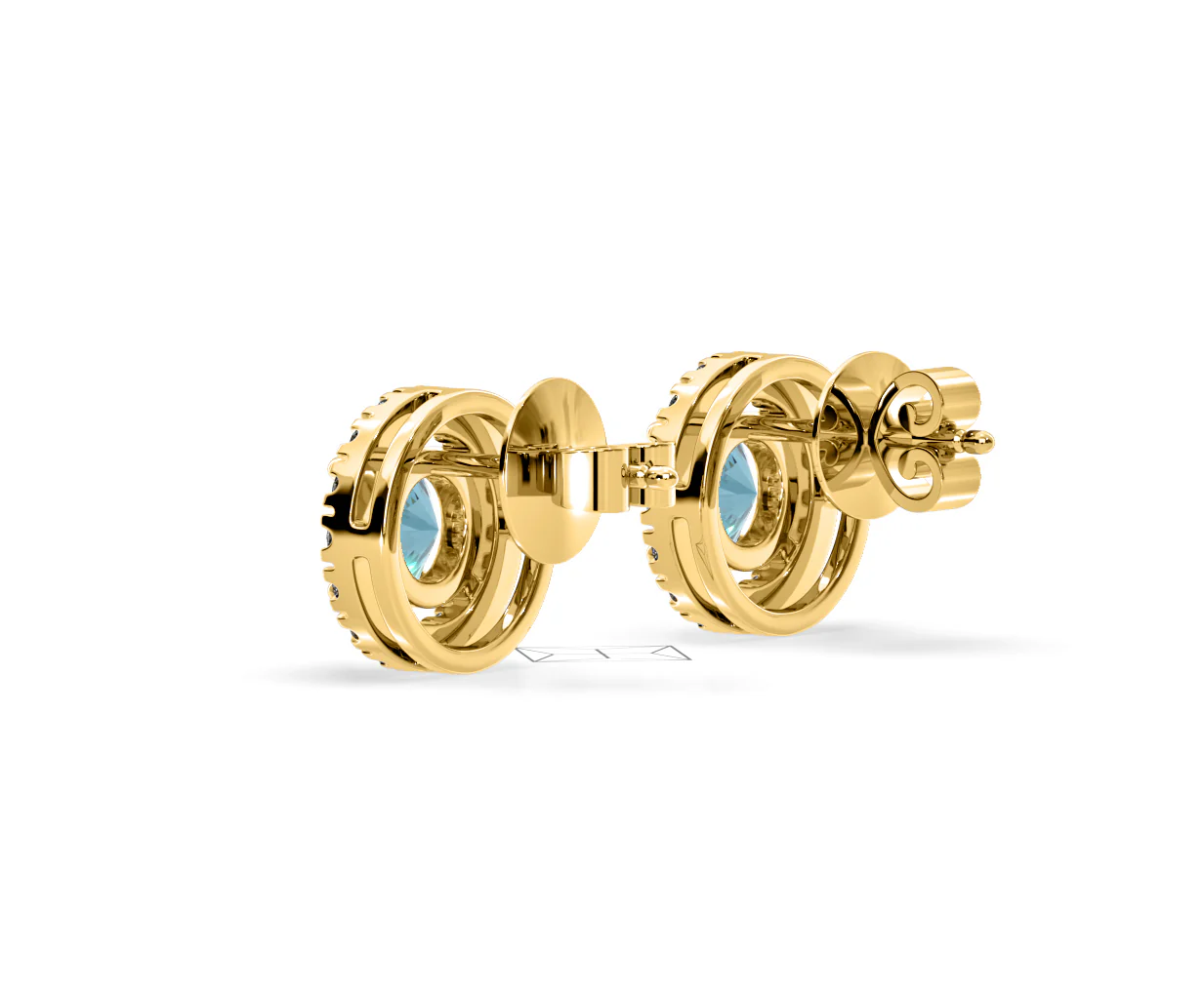 Ella Blue Lab Diamond 1.34ct Halo Earrings in 18K Yellow Gold - Elara Collection - Image 37