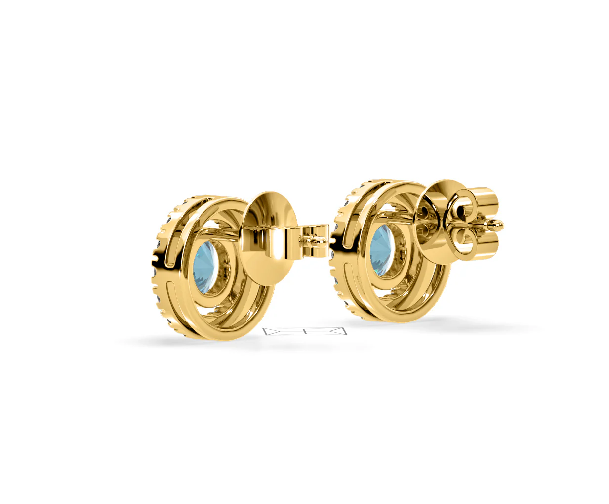 Ella Blue Lab Diamond 1.34ct Halo Earrings in 18K Yellow Gold - Elara Collection - Image 38