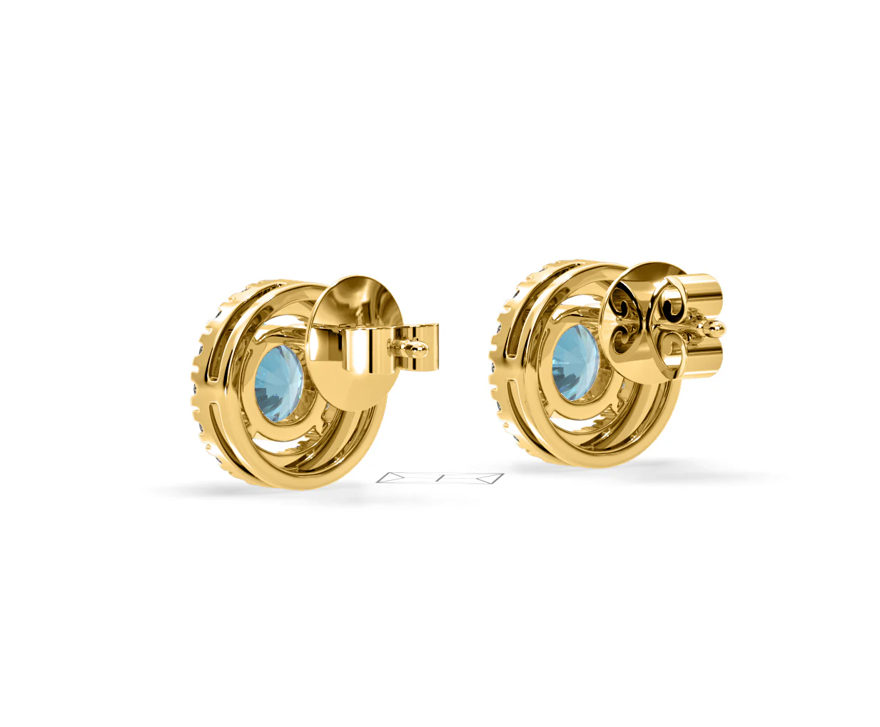 Ella Blue Lab Diamond 1.34ct Halo Earrings in 18K Yellow Gold - Elara Collection - Image 40