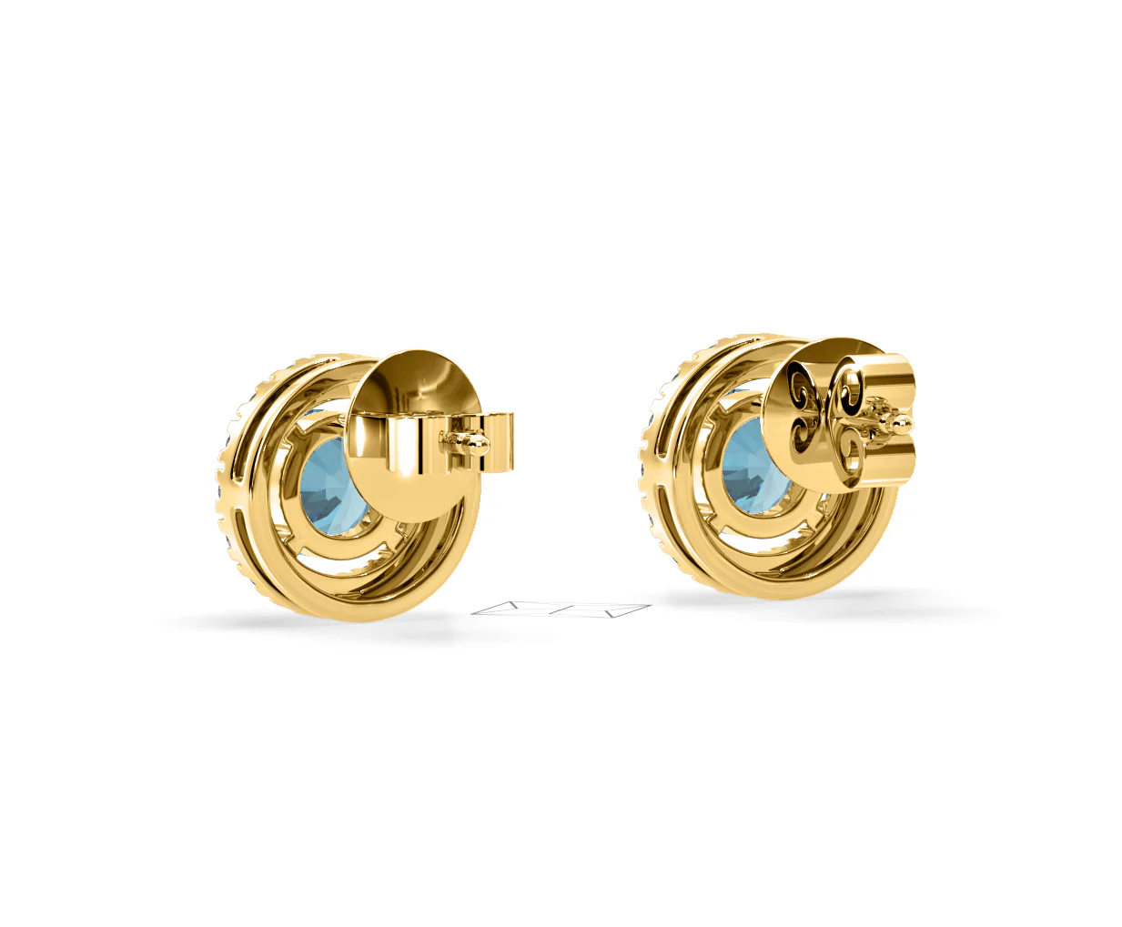 Ella Blue Lab Diamond 1.34ct Halo Earrings in 18K Yellow Gold - Elara Collection - Image 42