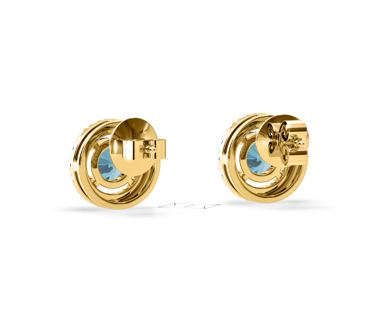 Ella Blue Lab Diamond 1.34ct Halo Earrings in 18K Yellow Gold - Elara Collection - Image 43