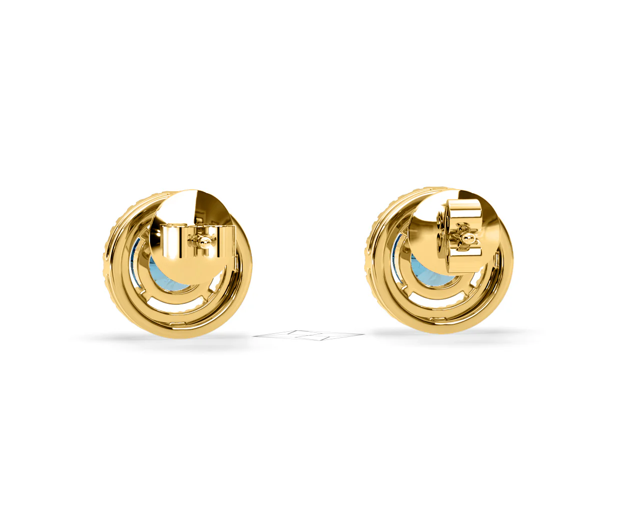 Ella Blue Lab Diamond 1.34ct Halo Earrings in 18K Yellow Gold - Elara Collection - Image 46