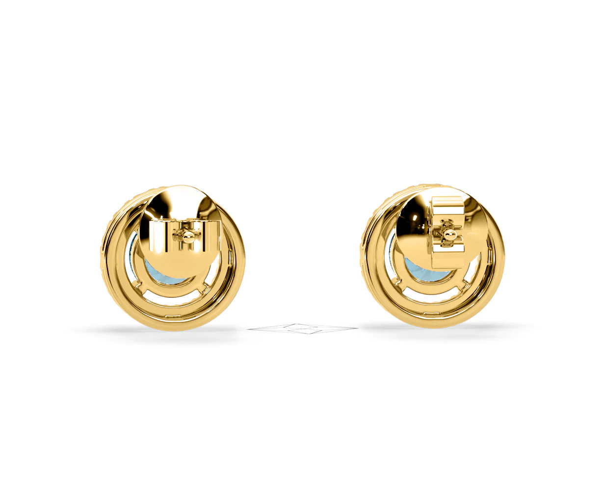 Ella Blue Lab Diamond 1.34ct Halo Earrings in 18K Yellow Gold - Elara Collection - Image 47
