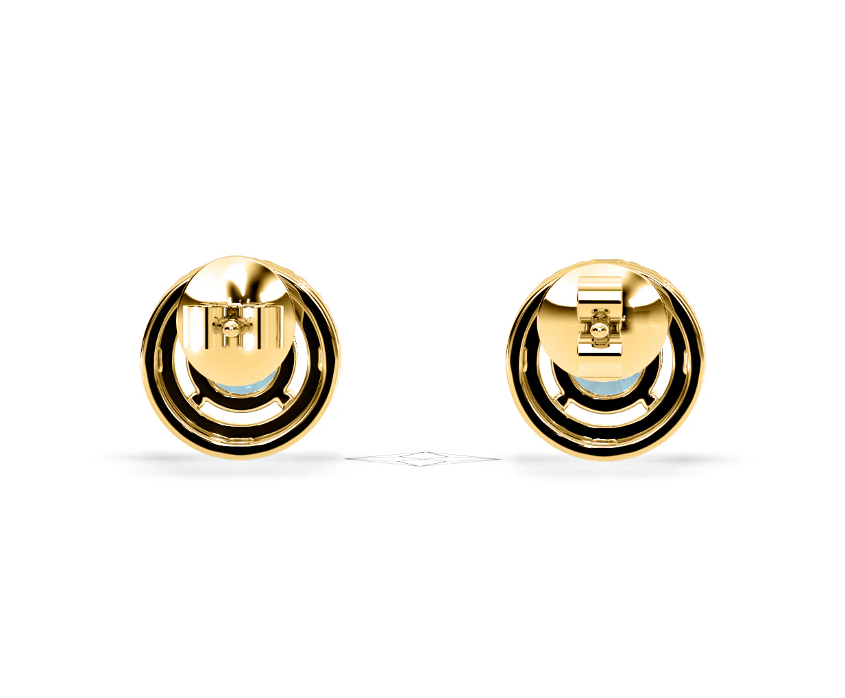 Ella Blue Lab Diamond 1.34ct Halo Earrings in 18K Yellow Gold - Elara Collection - Image 49