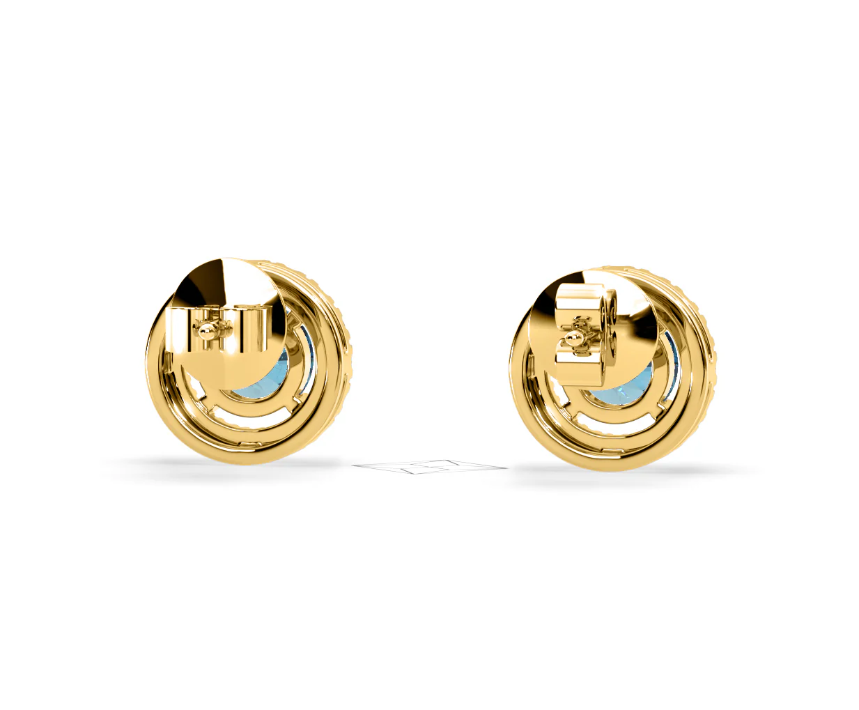 Ella Blue Lab Diamond 1.34ct Halo Earrings in 18K Yellow Gold - Elara Collection - Image 51
