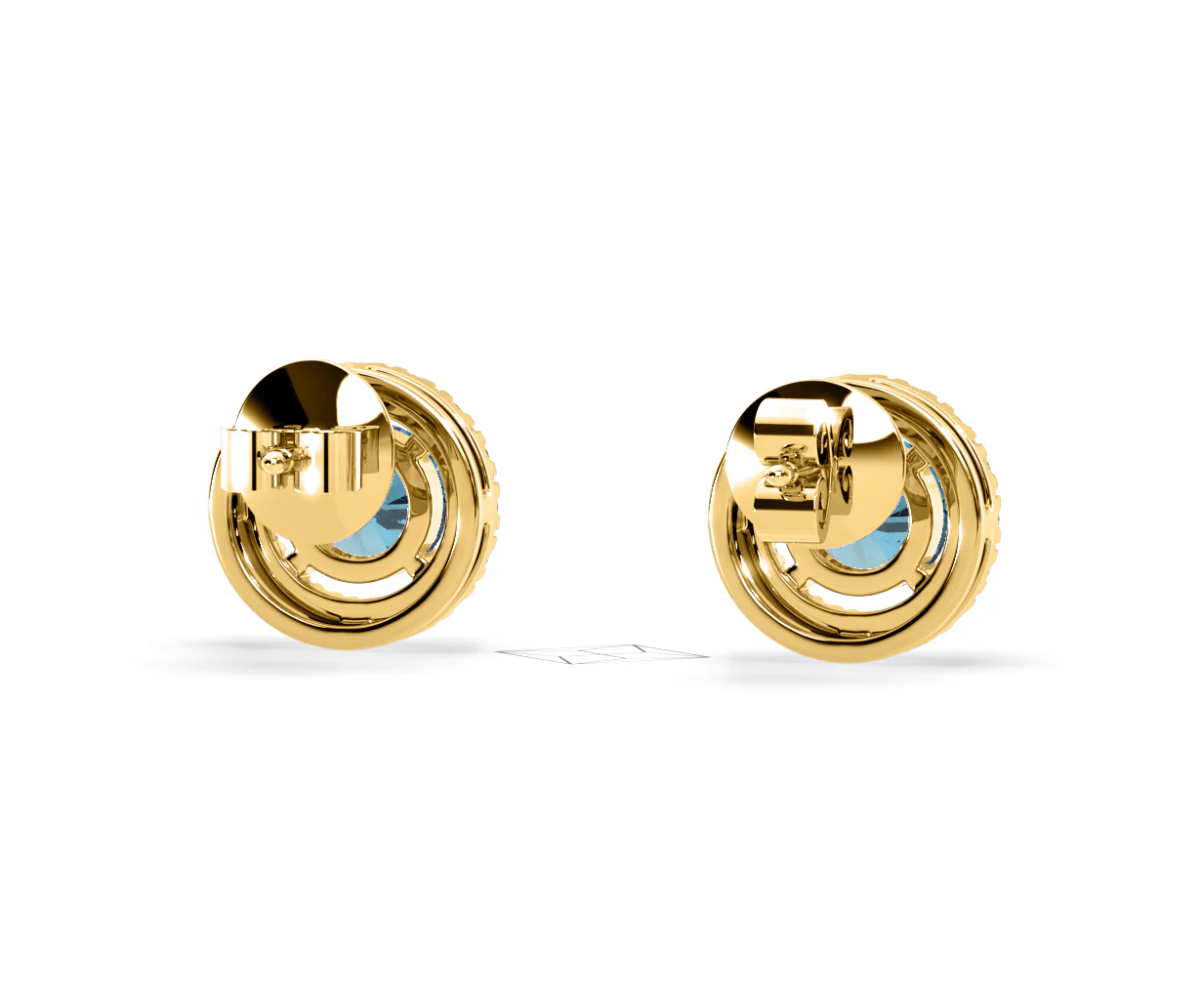 Ella Blue Lab Diamond 1.34ct Halo Earrings in 18K Yellow Gold - Elara Collection - Image 52