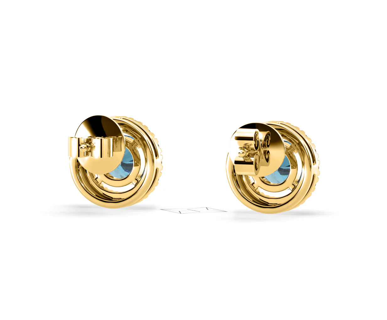 Ella Blue Lab Diamond 1.34ct Halo Earrings in 18K Yellow Gold - Elara Collection - Image 53