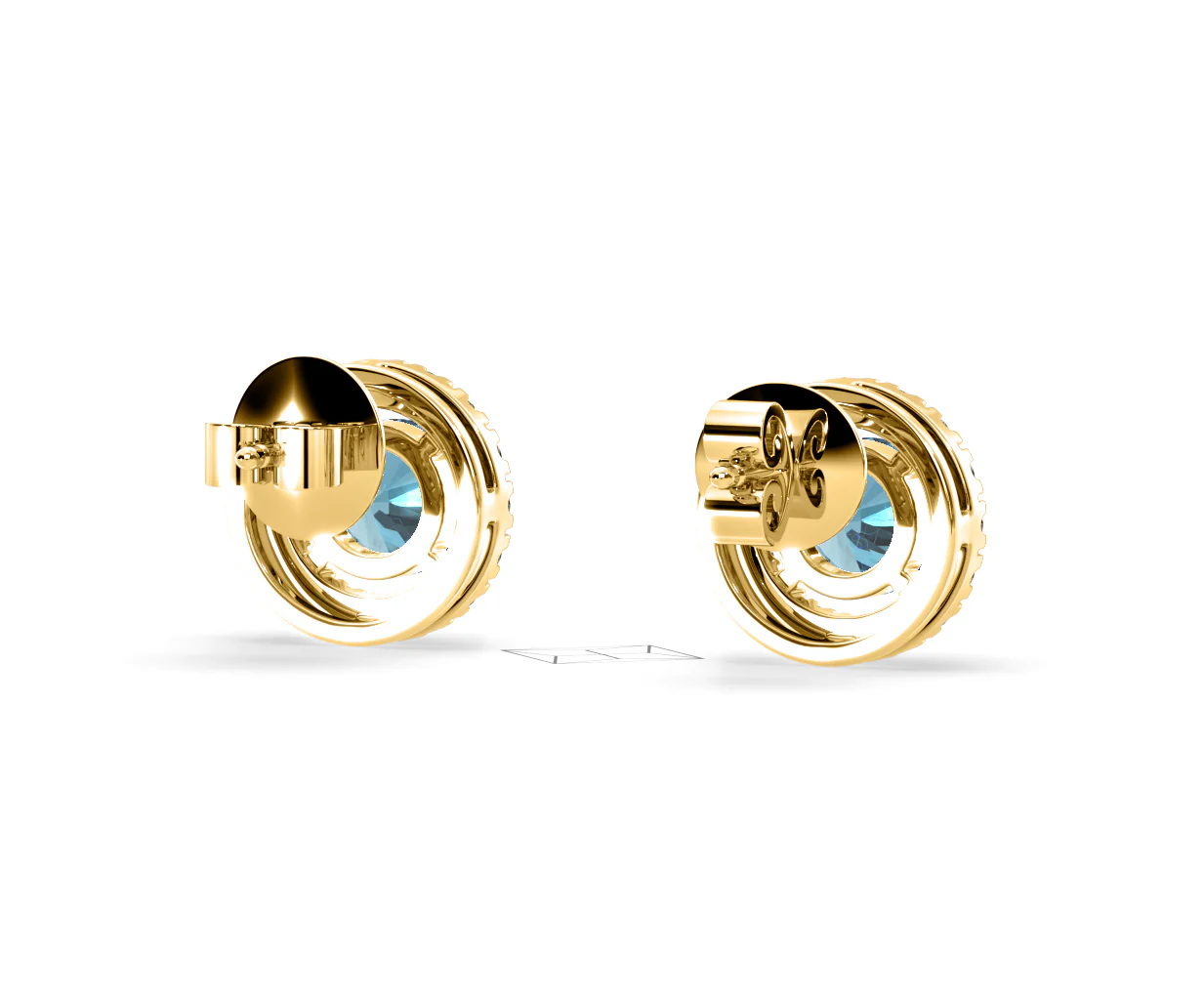 Ella Blue Lab Diamond 1.34ct Halo Earrings in 18K Yellow Gold - Elara Collection - Image 54
