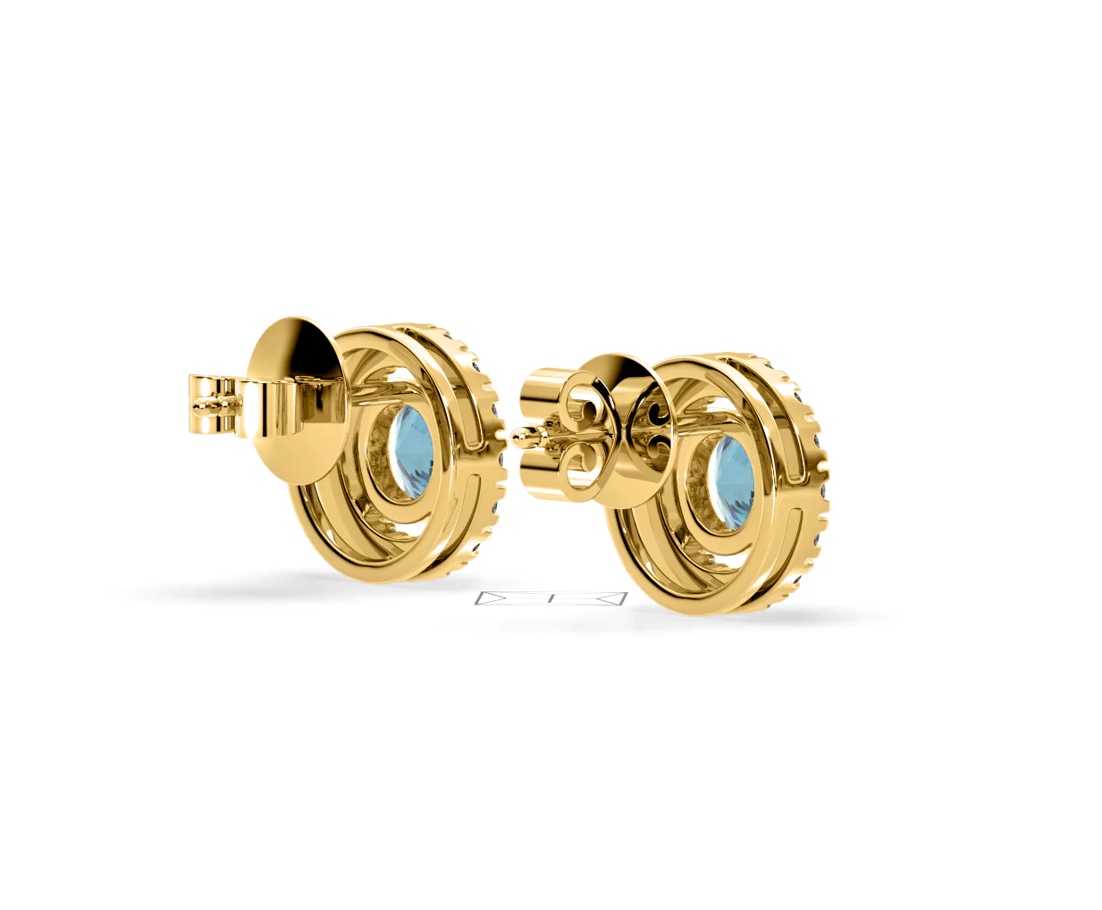 Ella Blue Lab Diamond 1.34ct Halo Earrings in 18K Yellow Gold - Elara Collection - Image 59
