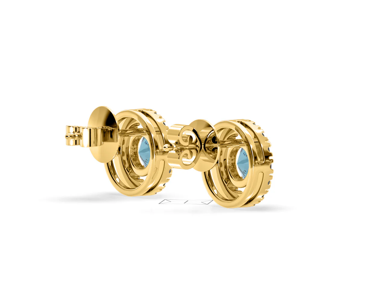Ella Blue Lab Diamond 1.34ct Halo Earrings in 18K Yellow Gold - Elara Collection - Image 60