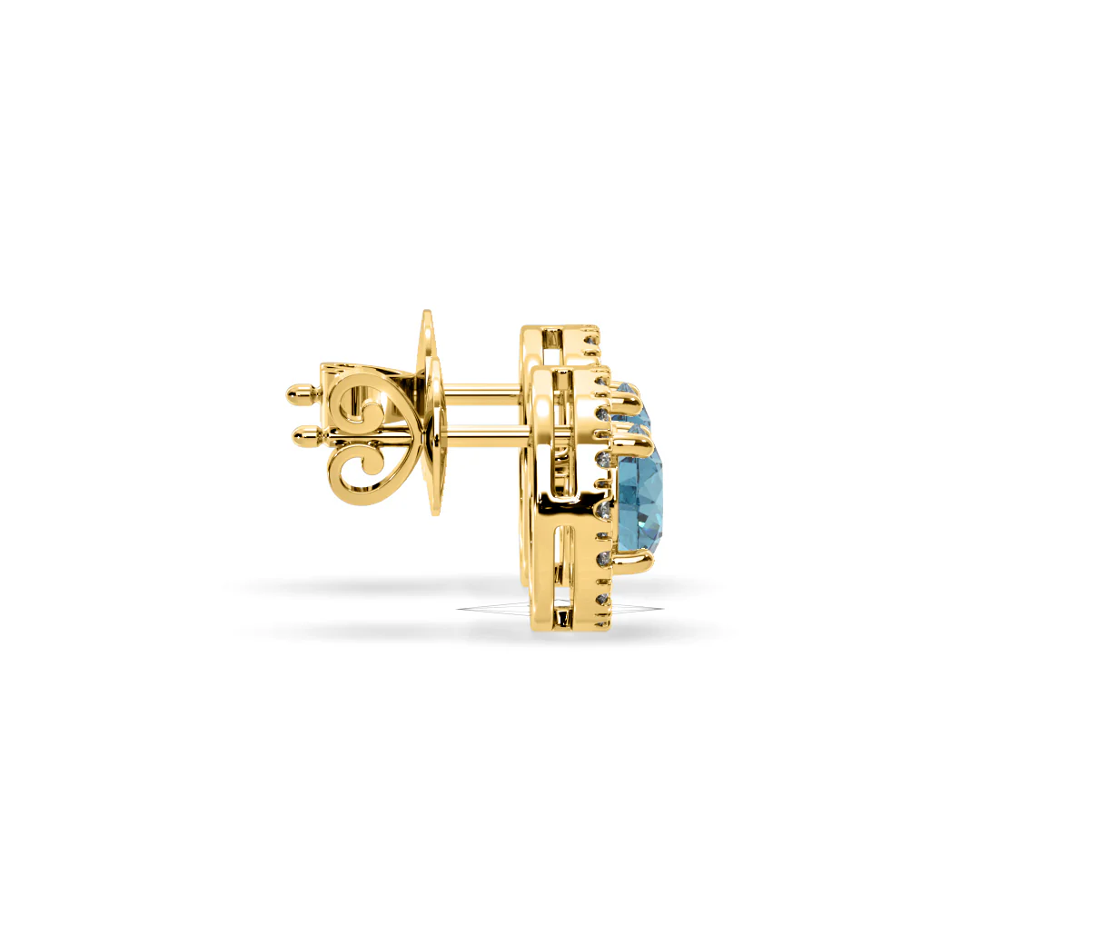 Ella Blue Lab Diamond 1.34ct Halo Earrings in 18K Yellow Gold - Elara Collection - Image 68