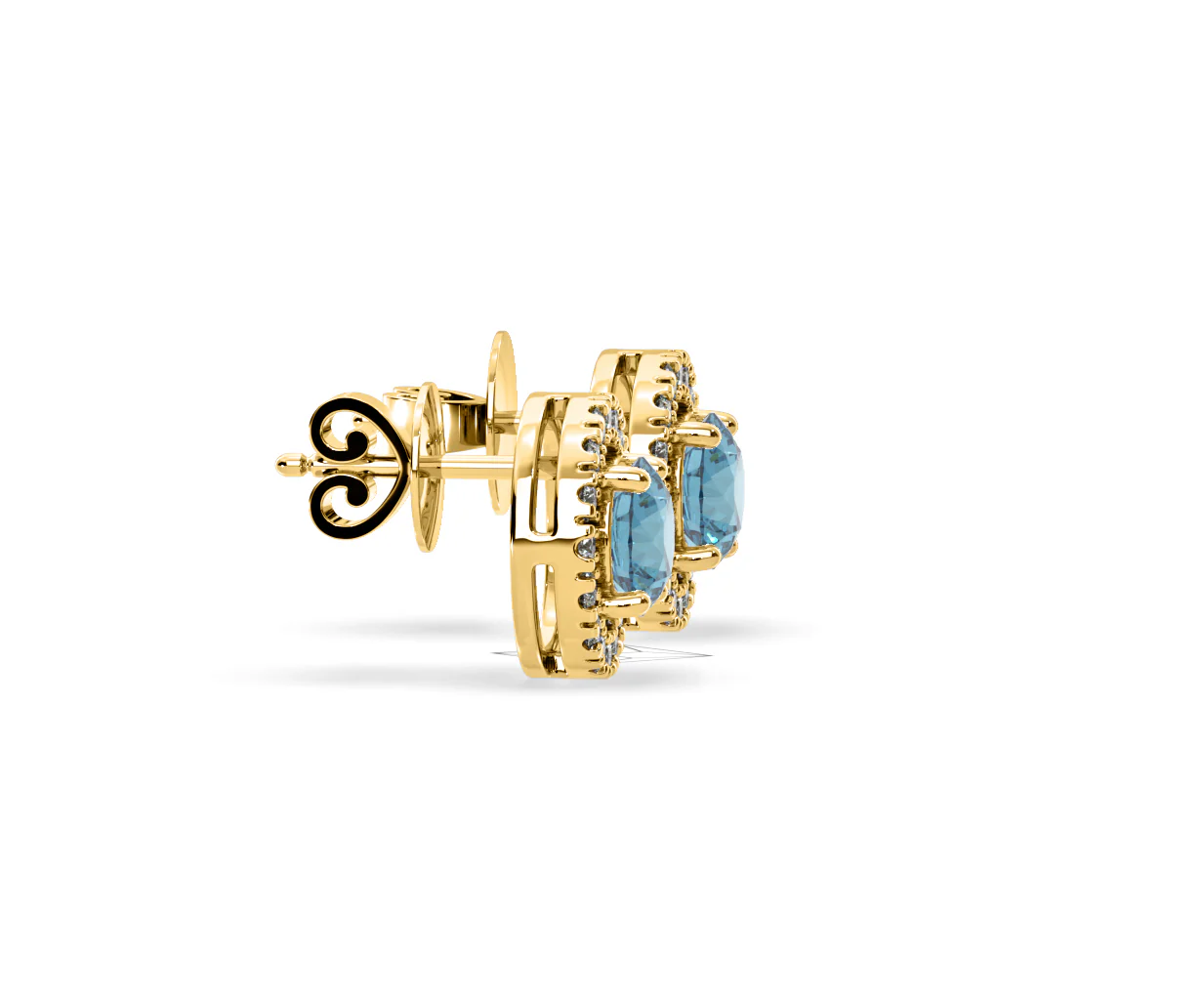 Ella Blue Lab Diamond 1.34ct Halo Earrings in 18K Yellow Gold - Elara Collection - Image 70