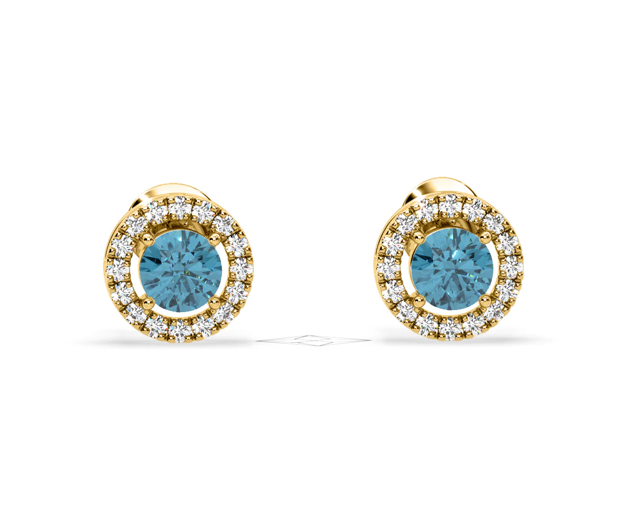 Ella Blue Lab Diamond 1.34ct Halo Earrings in 18K Yellow Gold - Elara Collection - Image 87
