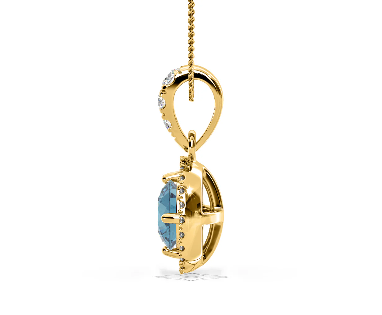Ella Blue Lab Diamond 1.38ct Pendant Necklace in 18K Yellow Gold - Elara Collection - Image 29