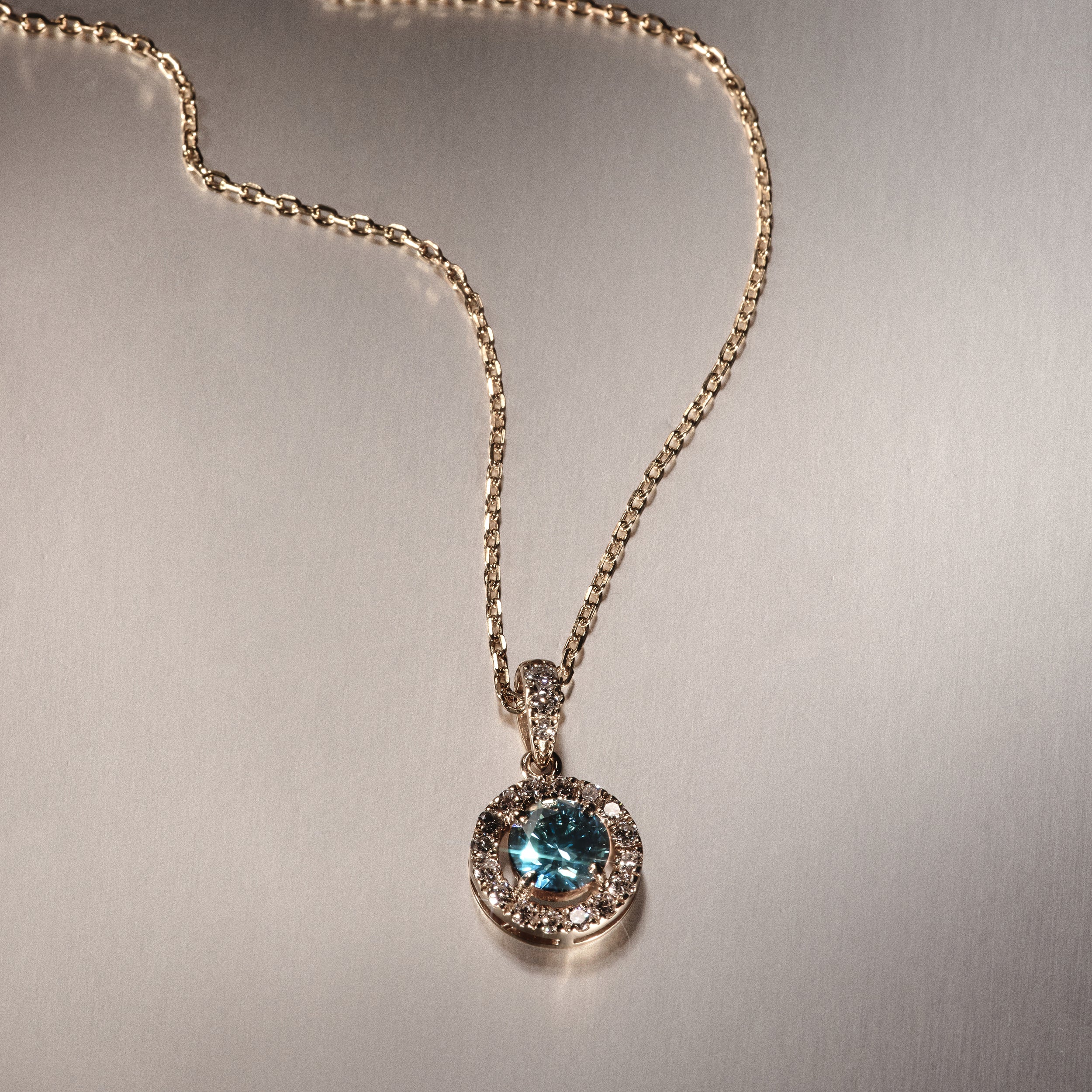 Ella Blue Lab Diamond 1.38ct Pendant Necklace in 18K Yellow Gold - Elara Collection - Image 7