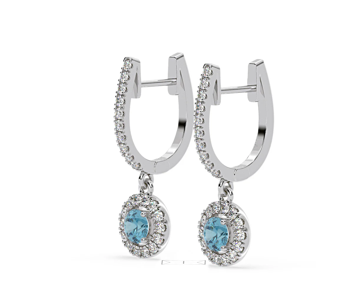 Ella Blue Lab Diamond 1.48ct Halo Drop Earrings in 18K White Gold - Elara Collection - Image 22