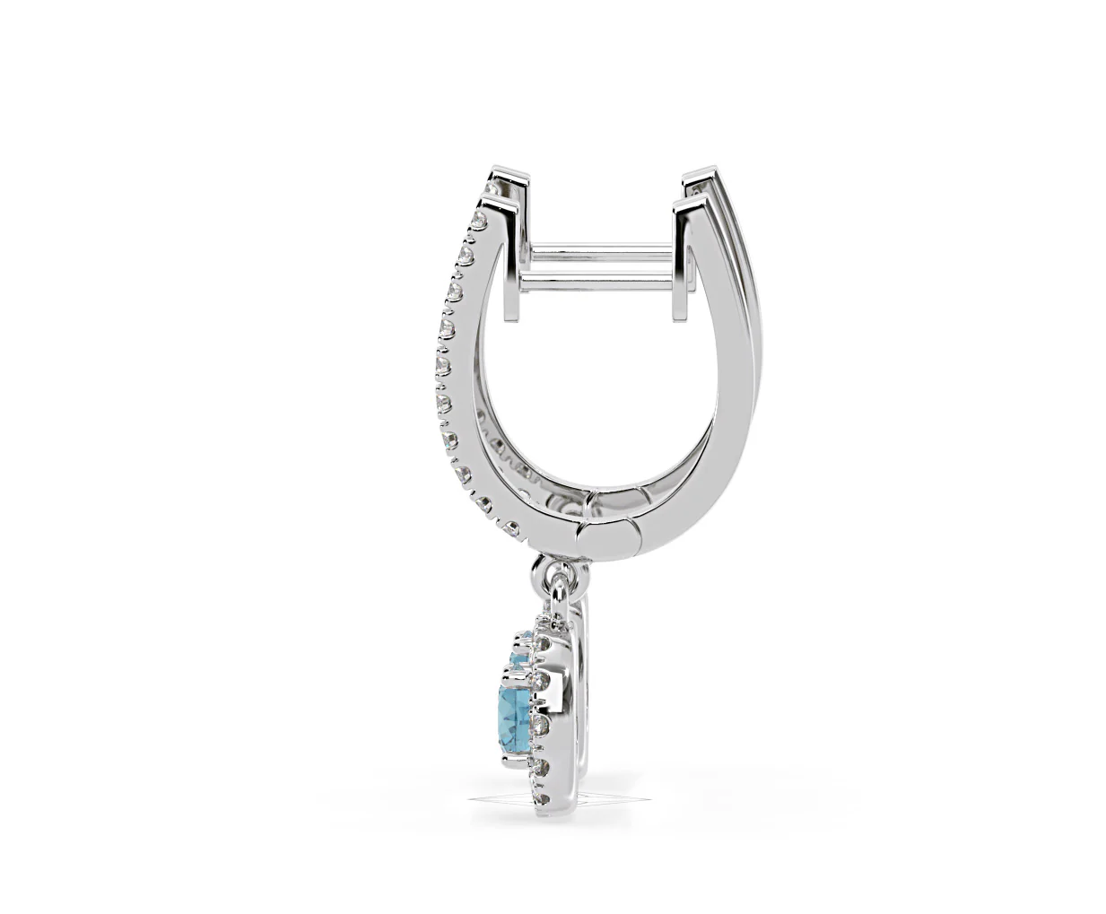 Ella Blue Lab Diamond 1.48ct Halo Drop Earrings in 18K White Gold - Elara Collection - Image 32