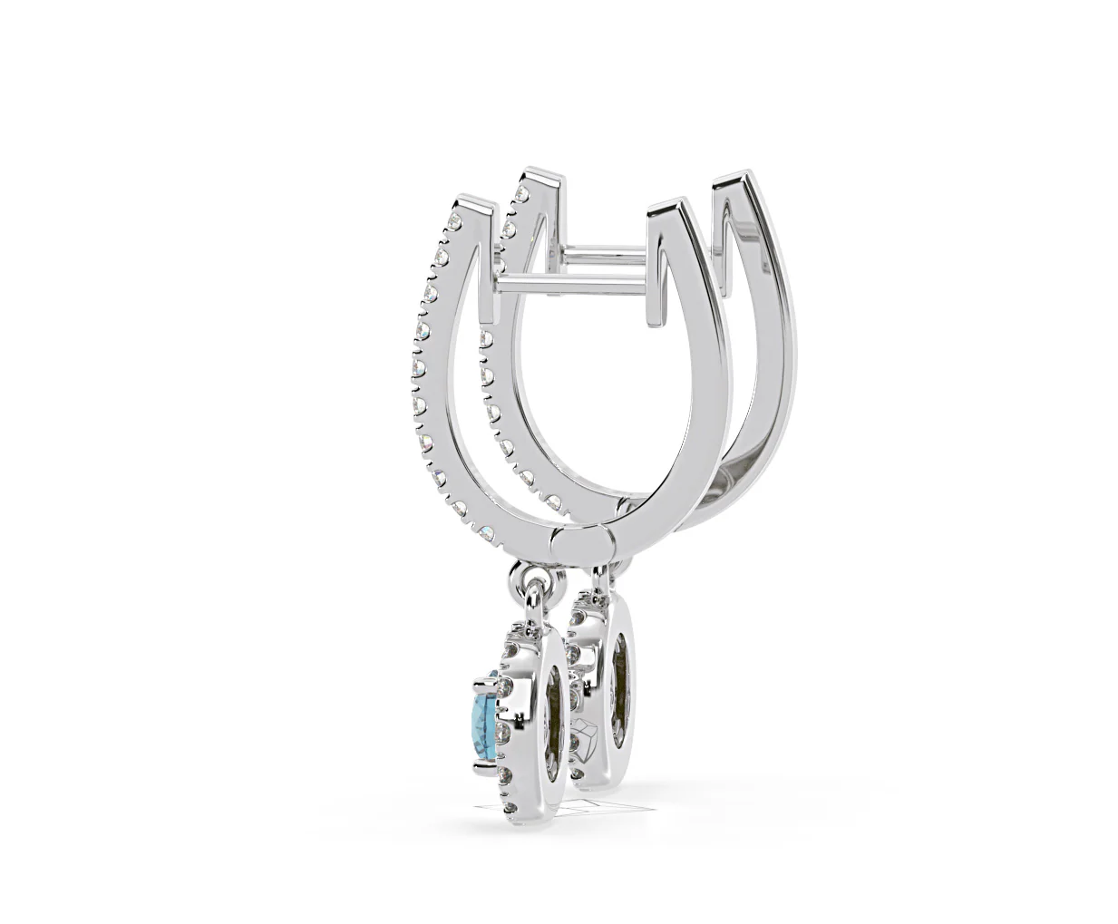 Ella Blue Lab Diamond 1.48ct Halo Drop Earrings in 18K White Gold - Elara Collection - Image 34