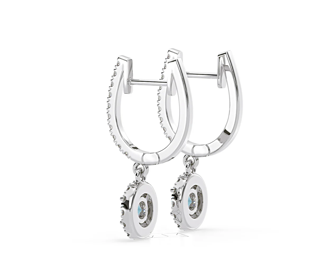 Ella Blue Lab Diamond 1.48ct Halo Drop Earrings in 18K White Gold - Elara Collection - Image 38