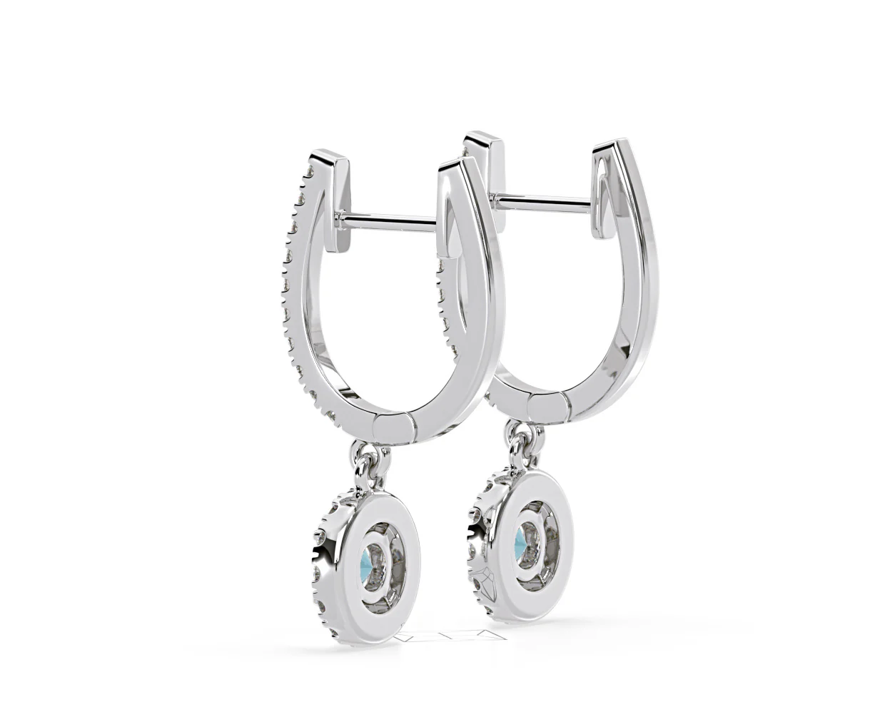 Ella Blue Lab Diamond 1.48ct Halo Drop Earrings in 18K White Gold - Elara Collection - Image 39