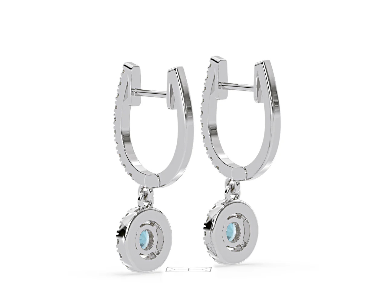 Ella Blue Lab Diamond 1.48ct Halo Drop Earrings in 18K White Gold - Elara Collection - Image 42