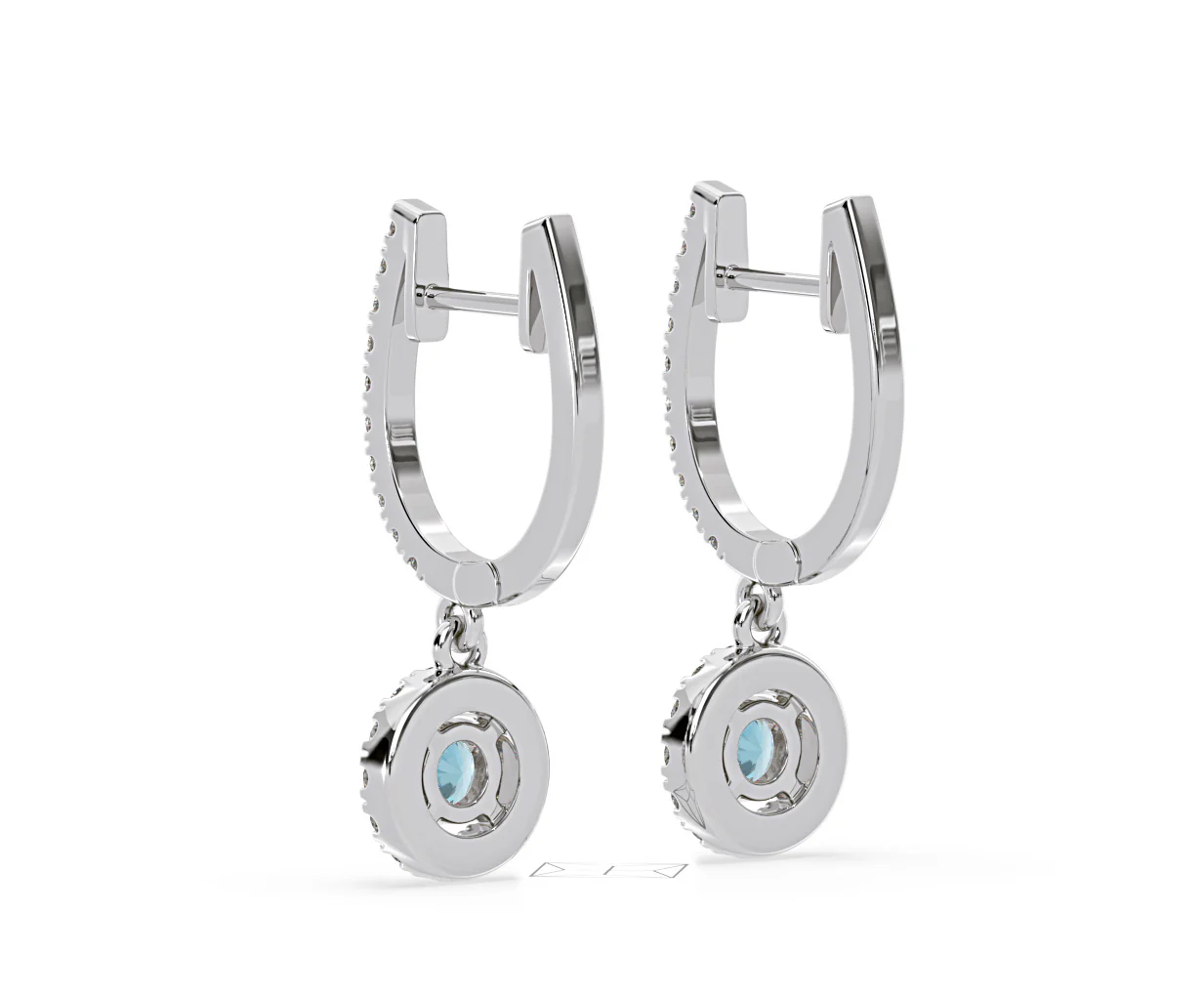 Ella Blue Lab Diamond 1.48ct Halo Drop Earrings in 18K White Gold - Elara Collection - Image 43