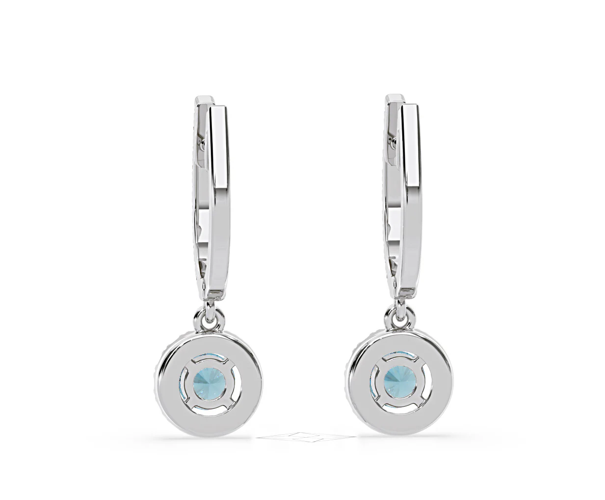 Ella Blue Lab Diamond 1.48ct Halo Drop Earrings in 18K White Gold - Elara Collection - Image 50