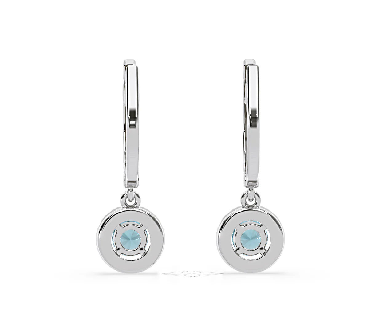 Ella Blue Lab Diamond 1.48ct Halo Drop Earrings in 18K White Gold - Elara Collection - Image 51