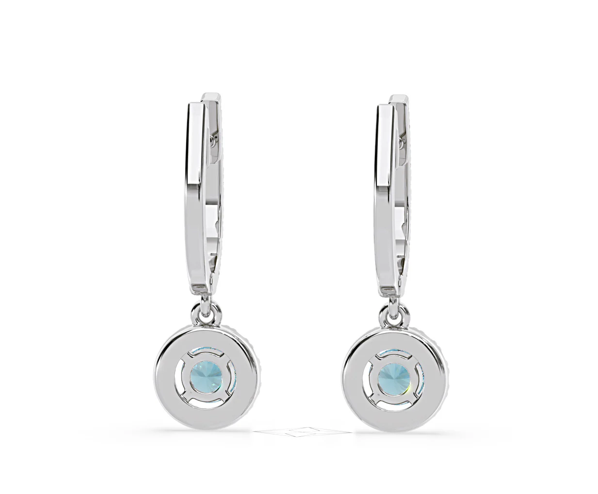 Ella Blue Lab Diamond 1.48ct Halo Drop Earrings in 18K White Gold - Elara Collection - Image 53
