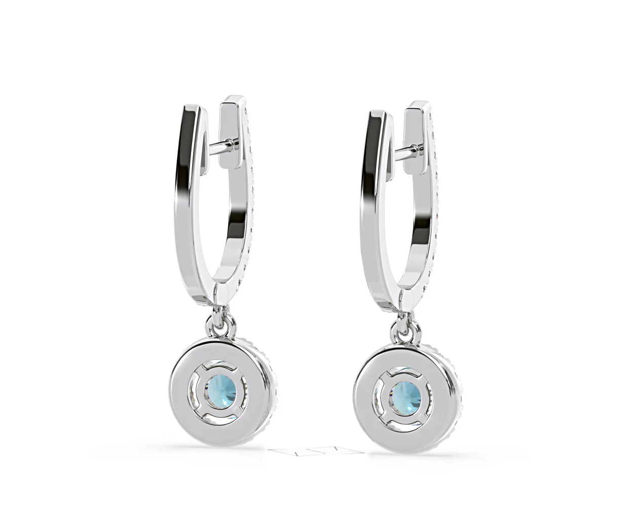 Ella Blue Lab Diamond 1.48ct Halo Drop Earrings in 18K White Gold - Elara Collection - Image 56