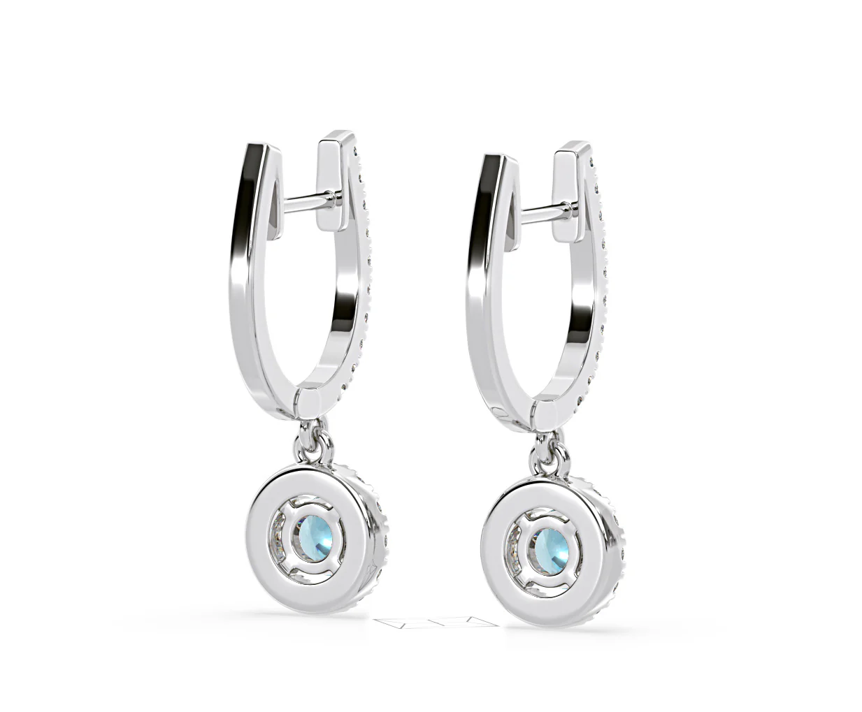 Ella Blue Lab Diamond 1.48ct Halo Drop Earrings in 18K White Gold - Elara Collection - Image 58