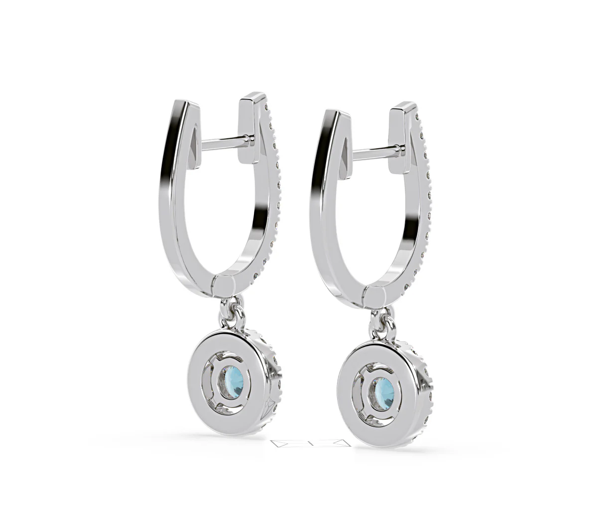 Ella Blue Lab Diamond 1.48ct Halo Drop Earrings in 18K White Gold - Elara Collection - Image 60
