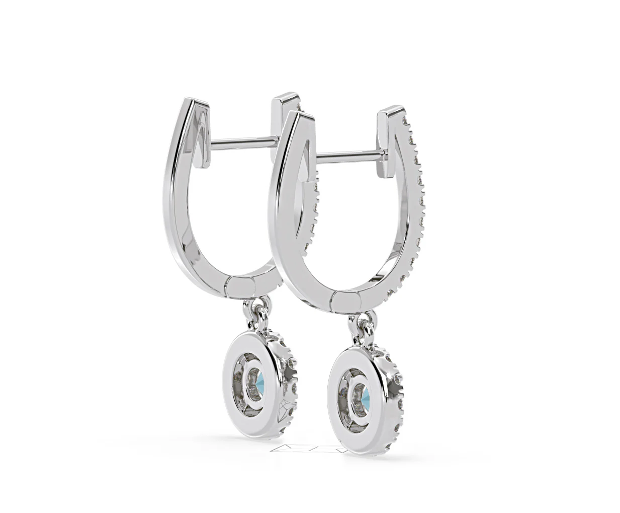 Ella Blue Lab Diamond 1.48ct Halo Drop Earrings in 18K White Gold - Elara Collection - Image 64