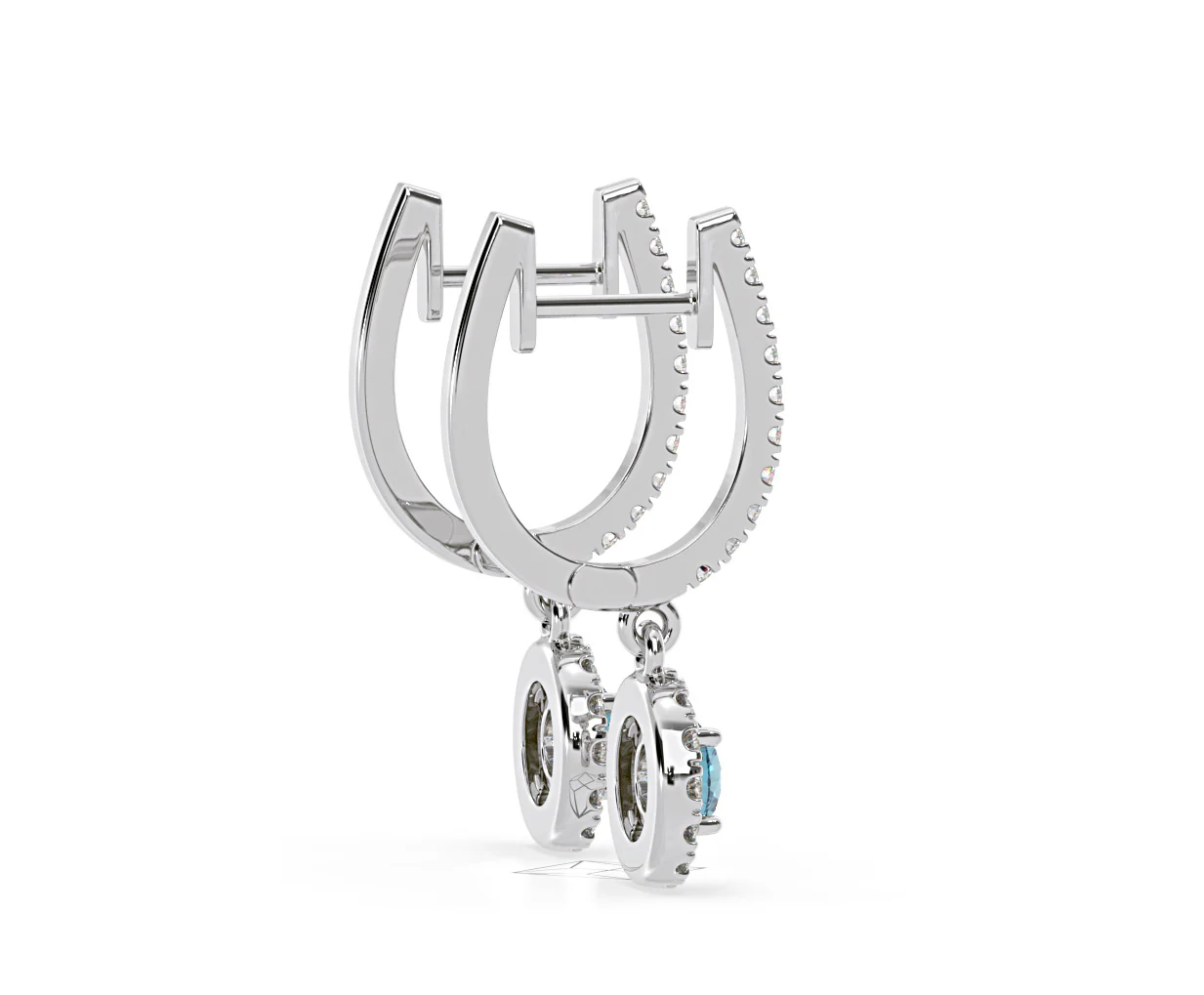 Ella Blue Lab Diamond 1.48ct Halo Drop Earrings in 18K White Gold - Elara Collection - Image 68