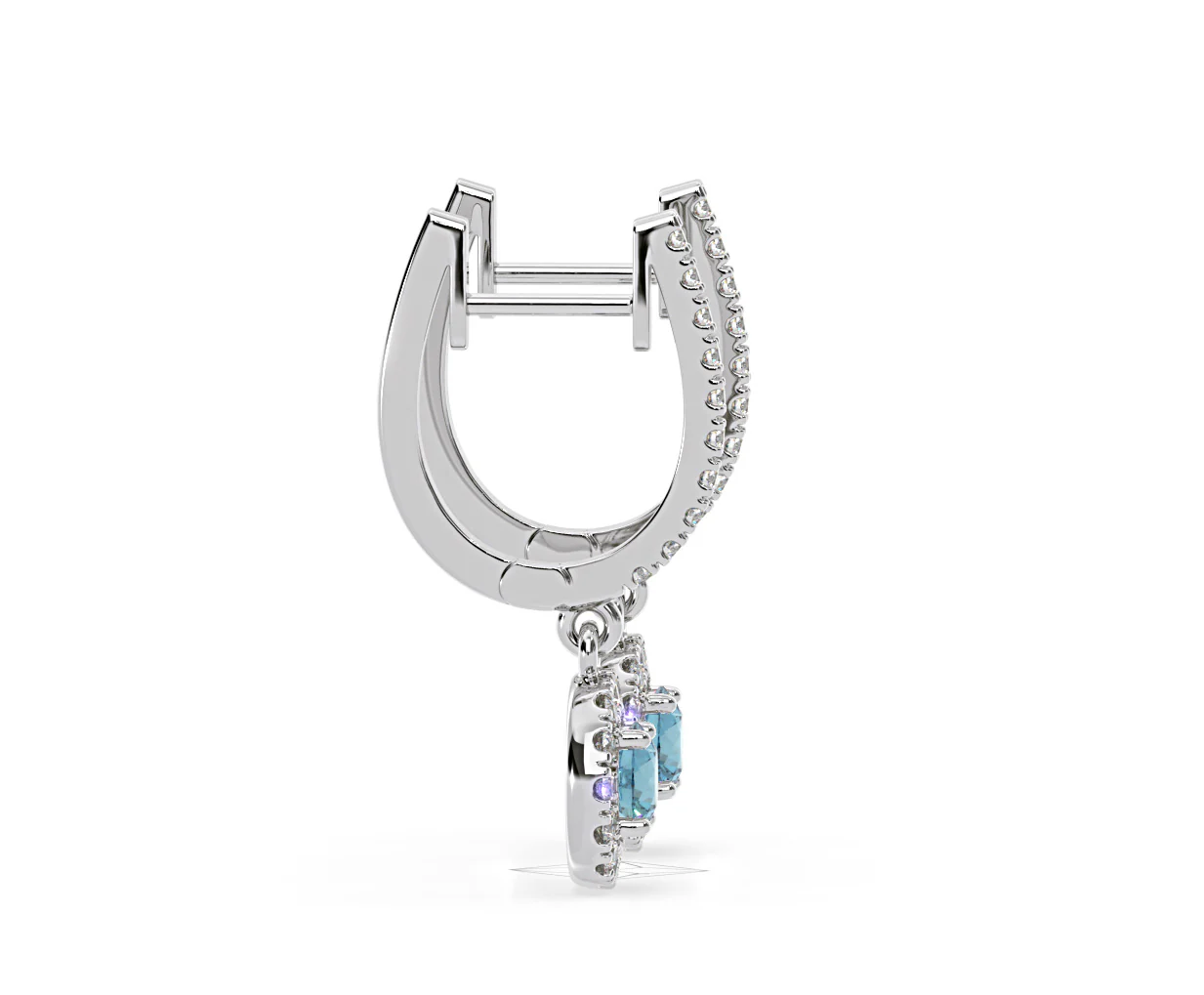 Ella Blue Lab Diamond 1.48ct Halo Drop Earrings in 18K White Gold - Elara Collection - Image 72