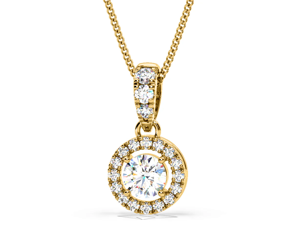 Ella Lab Diamond Halo 0.71ct Pendant Necklace in 18K Yellow Gold F/VS1 - Image 10