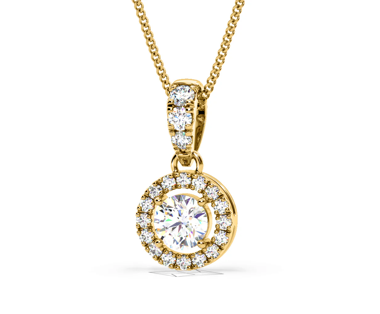 Ella Lab Diamond Halo 0.71ct Pendant Necklace in 18K Yellow Gold F/VS1 - Image 11